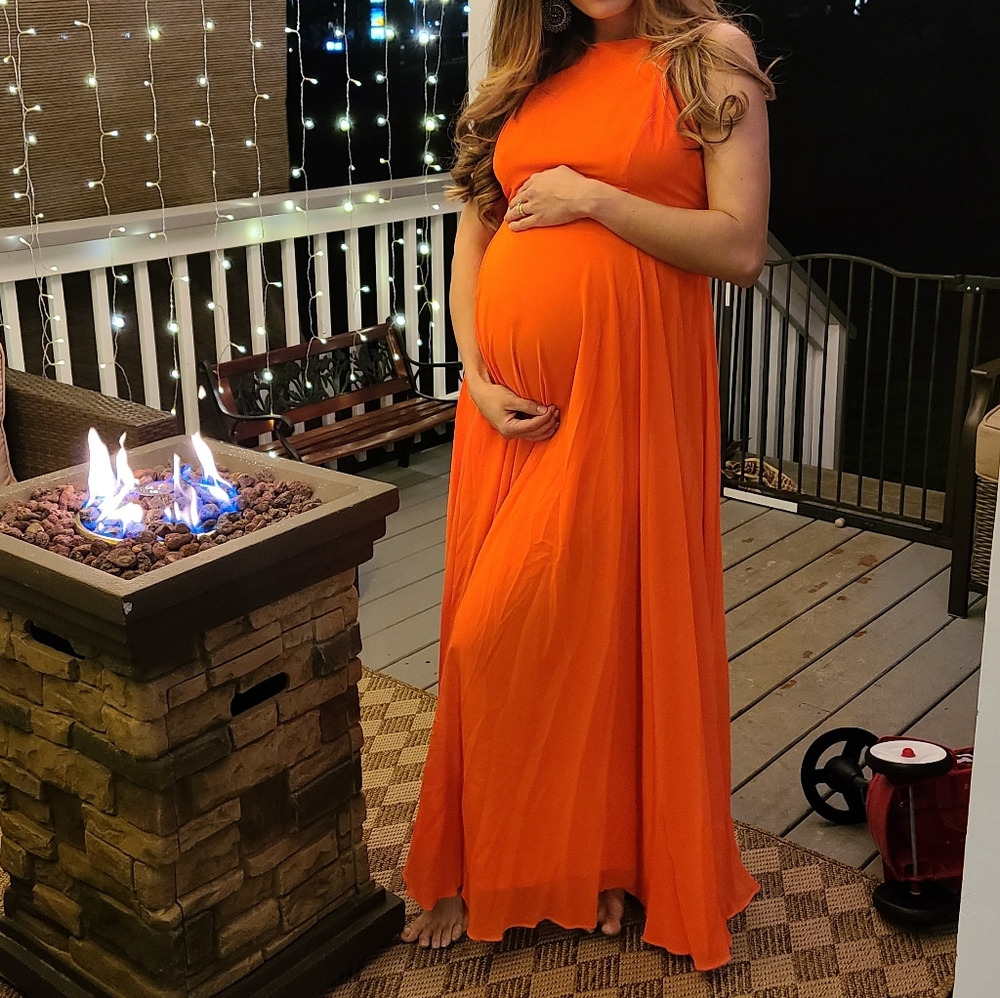 Orange-mandarina maxi dress size large